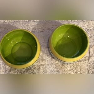 Crate&Barrel 2 ceramic glass bowls like new designed by Laurie Gates.